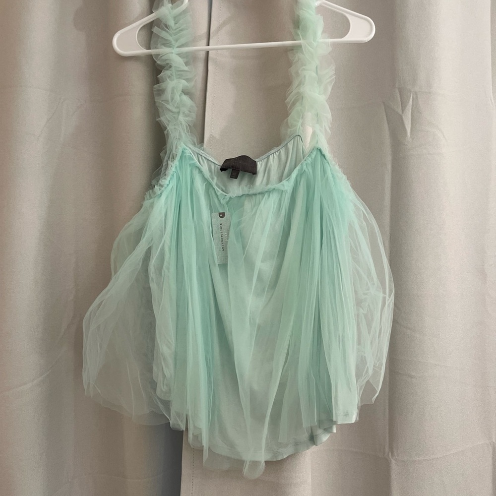 Anthropologie Light Green Tulle tank